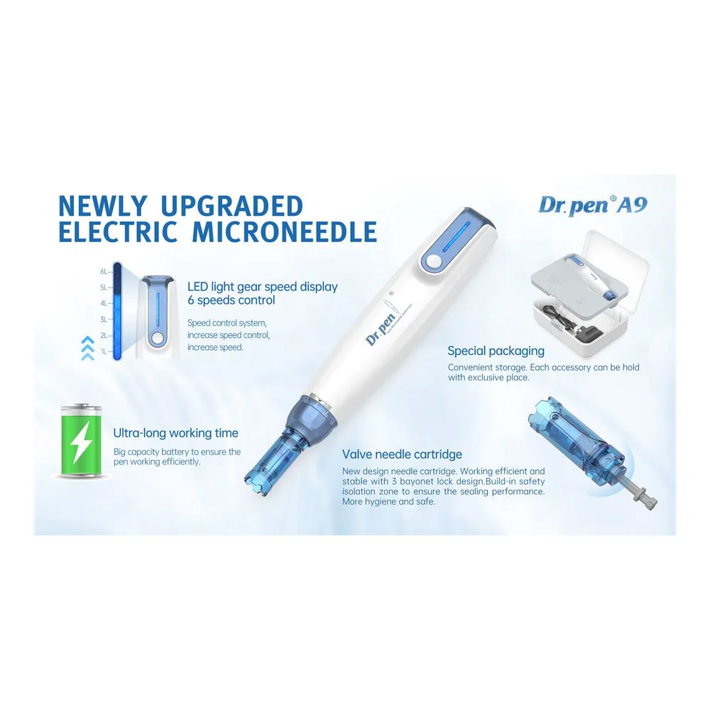 Close-up design of dr. pen auto microneedle system, dermapen microneedling device, a9