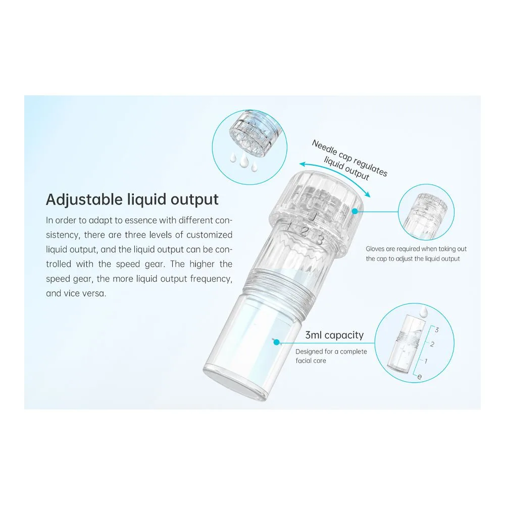 Close-up design of dr. pen hydra pen microneedle system, dermapen microneedling device, h3