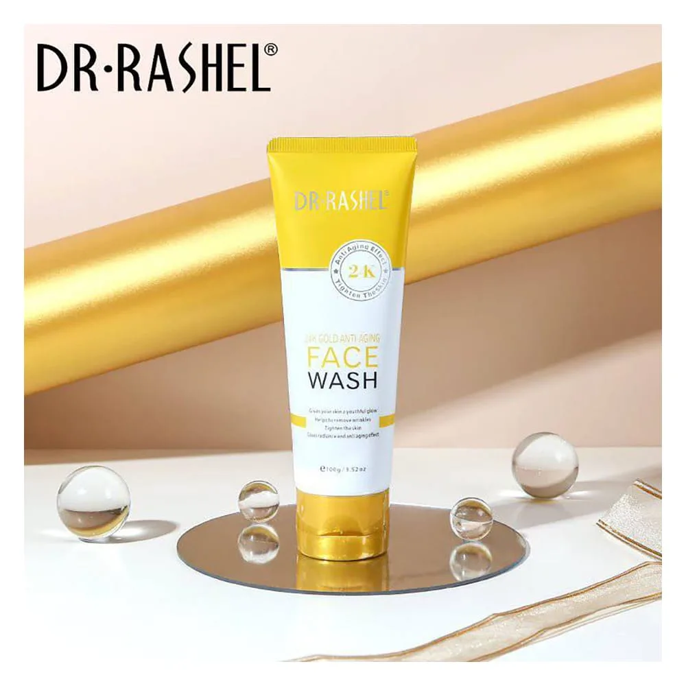 Side view of dr. rashel 24k gold anti-aging face wash, for all skin types, 100g