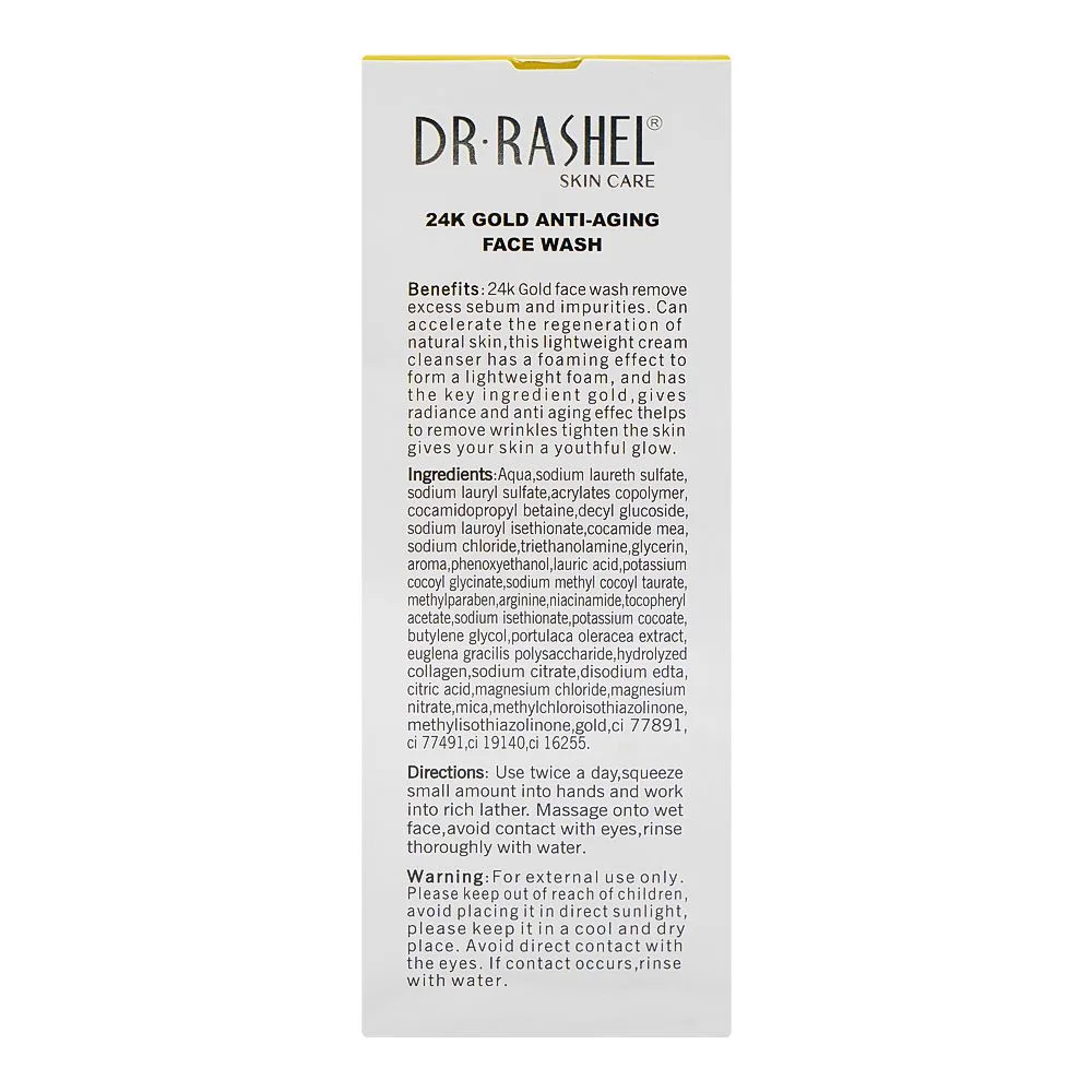 Close-up design of dr. rashel 24k gold anti-aging face wash, for all skin types, 100g