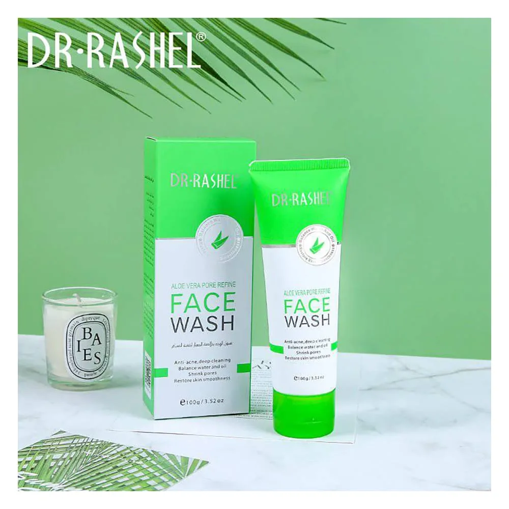 Side view of dr. rashel aloe vera pore refine face wash, for all skin types, 100g