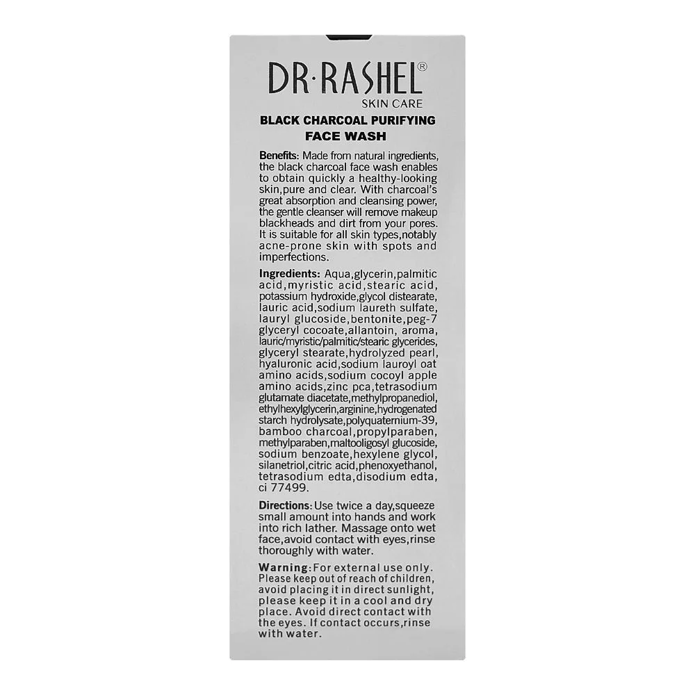 Premium everyday wear dr. rashel black charcoal purifying face wash, for all skin types, 100g