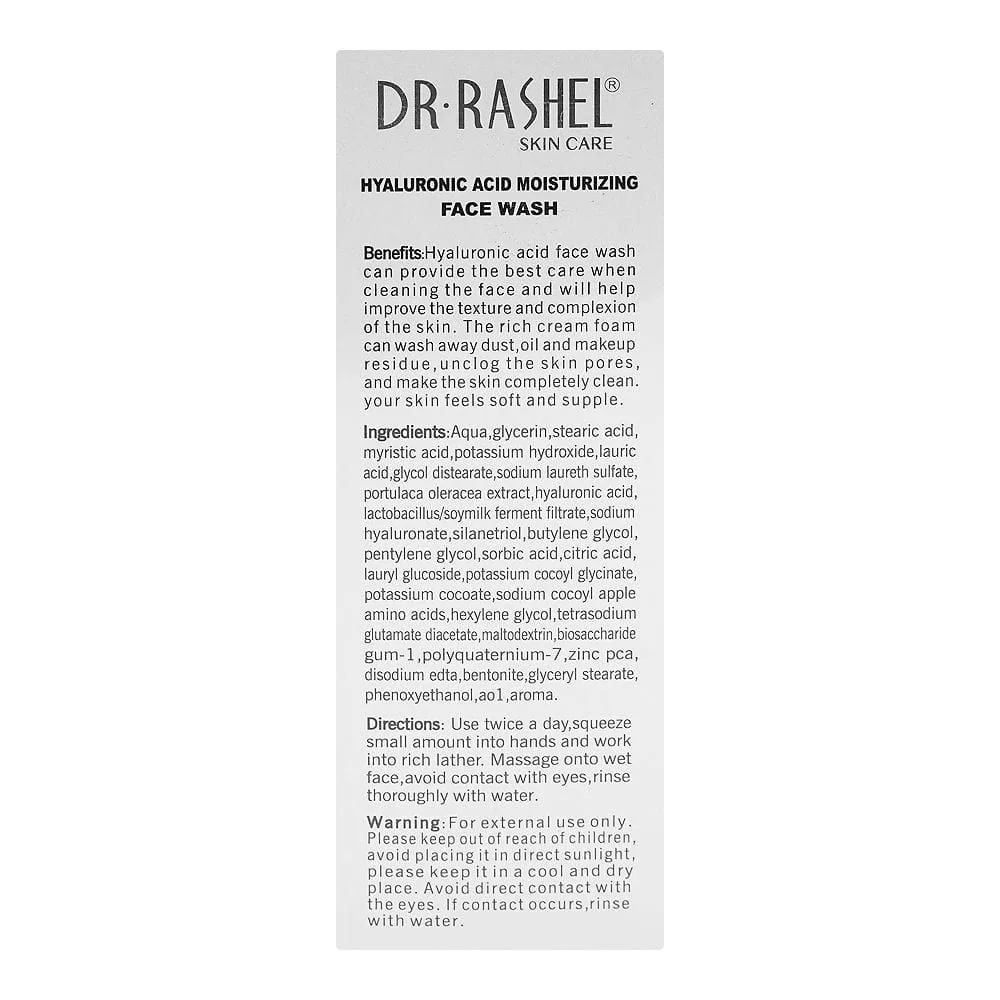 Comfortable casual dr. rashel hyaluronic acid moisturizing & smoothing face wash, for all skin types, 100g