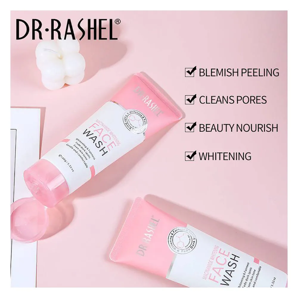 Side view of dr. rashel niacinamide whitening face wash, for all skin types, 100g