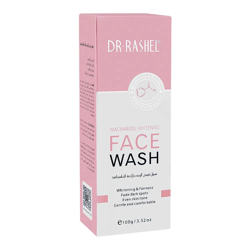 Close-up design of dr. rashel niacinamide whitening face wash, for all skin types, 100g