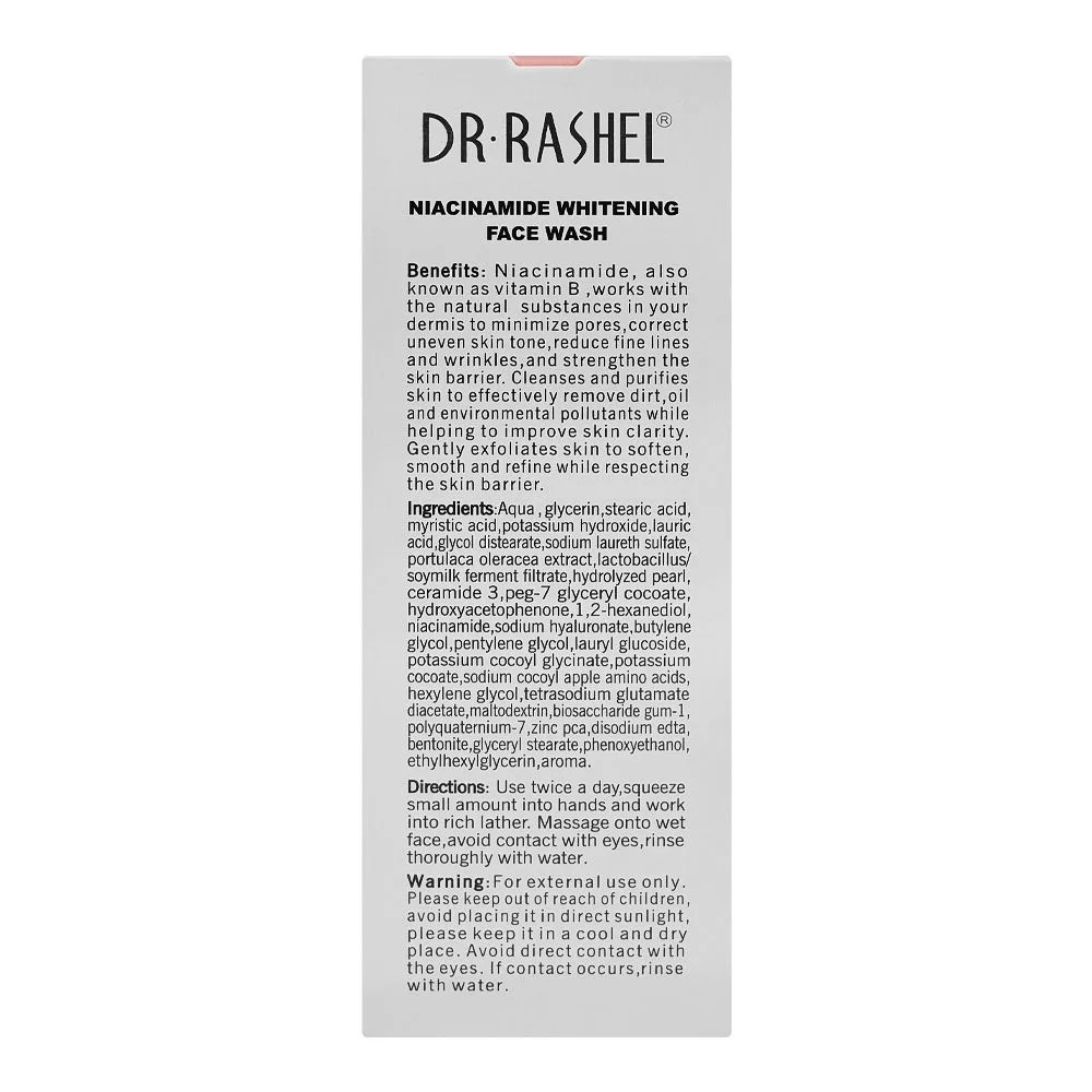 Premium everyday wear dr. rashel niacinamide whitening face wash, for all skin types, 100g