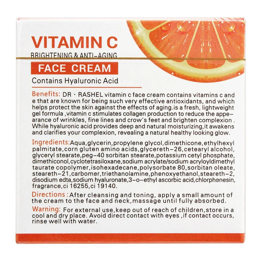 Side view of dr. rashel vitamin c brightening & anti aging face cream, 50g