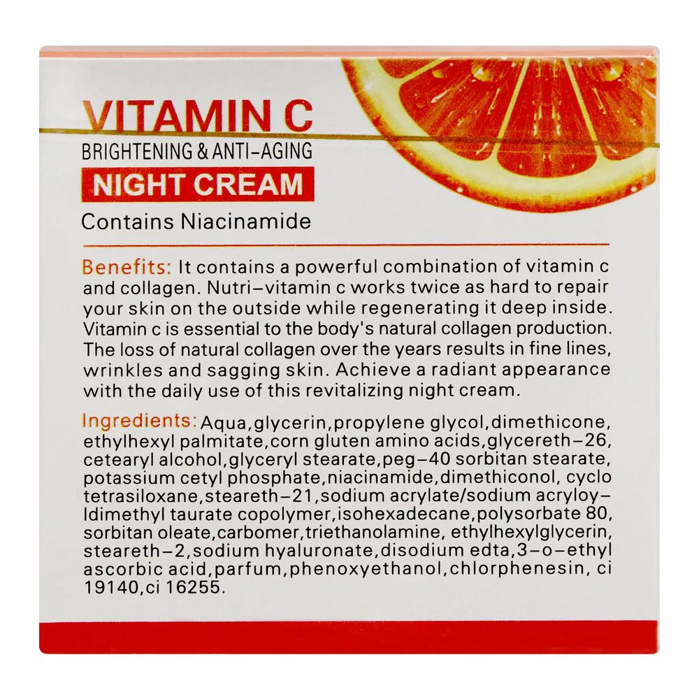 Close-up design of dr. rashel vitamin c brightening & anti aging night cream, 50g