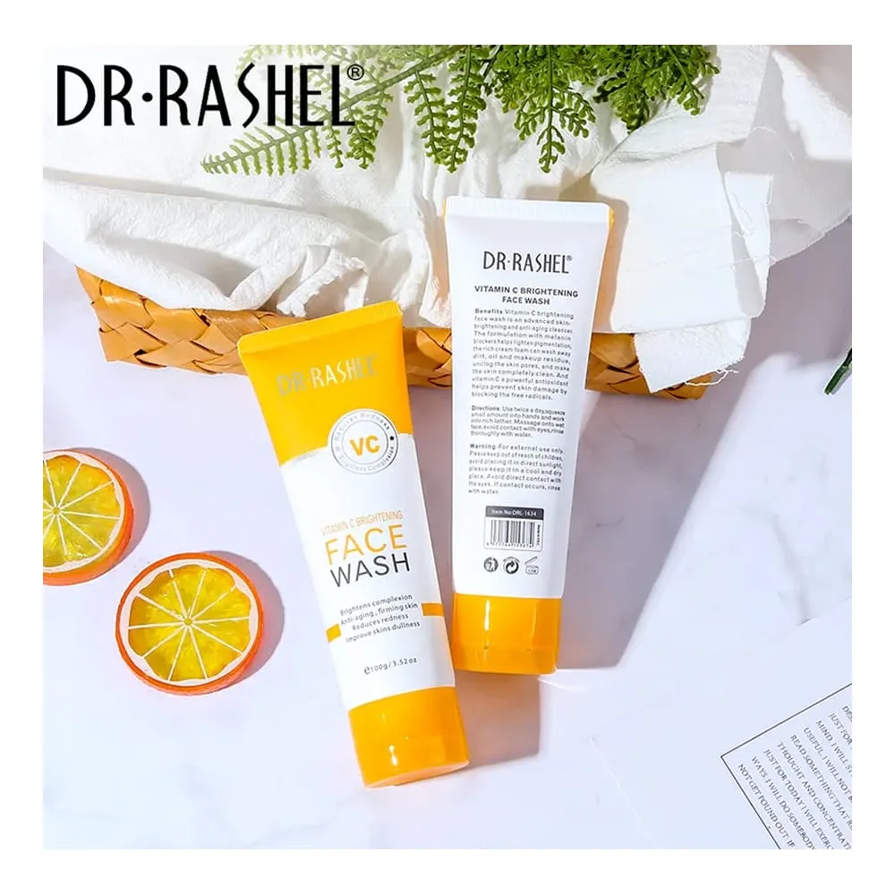 Side view of dr. rashel vitamin c brightening face wash, for all skin types, 100g