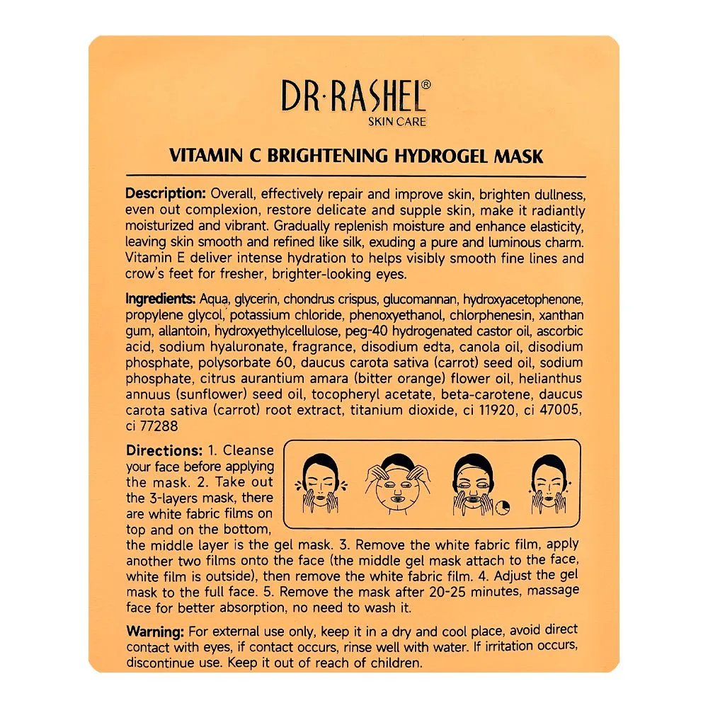 Comfortable casual dr. rashel vitamin c brightening hydro gel mask, glycerin, ascorbic acid, for radiant skin, 33g