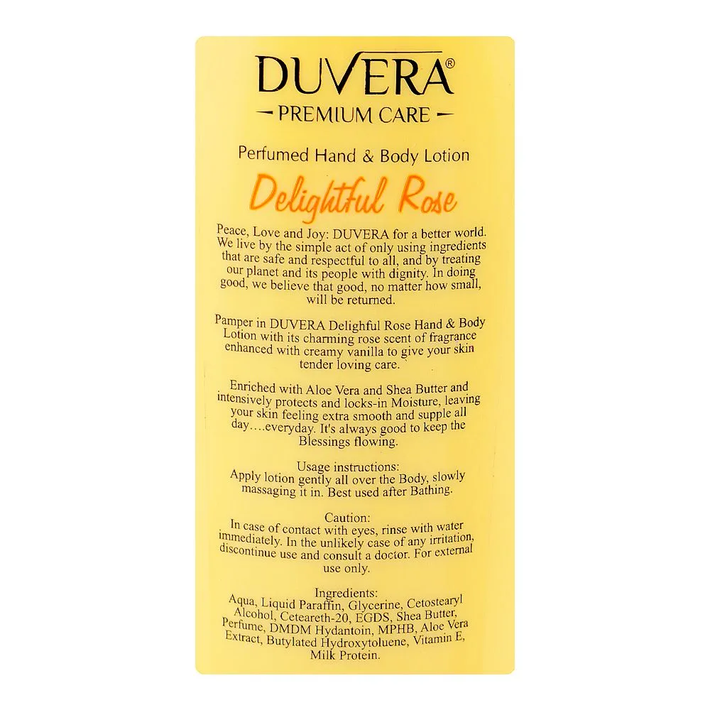 Comfortable casual duvera delightful rose perfumed hand & body lotion, vitamin e & niacinamide, for smooth skin, 250ml