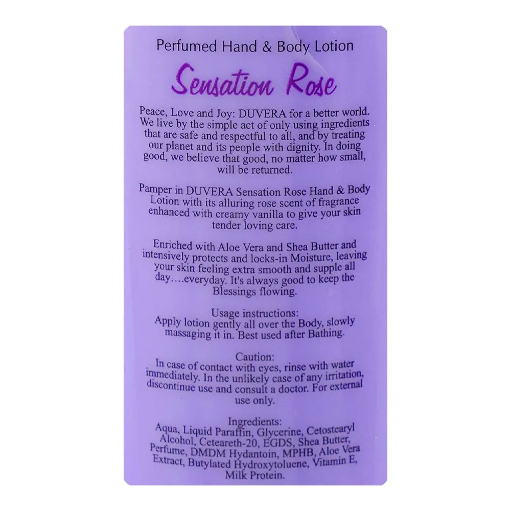 Comfortable casual duvera sensation rose perfumed hand & body lotion, vitamin e & niacinamide, for nourished skin, 250ml