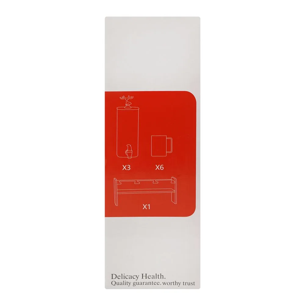 Side view of echou high borosilicate glass dispenser + glass + stand set, 1850ml + 270ml, 10 pack, yot-l4-ha