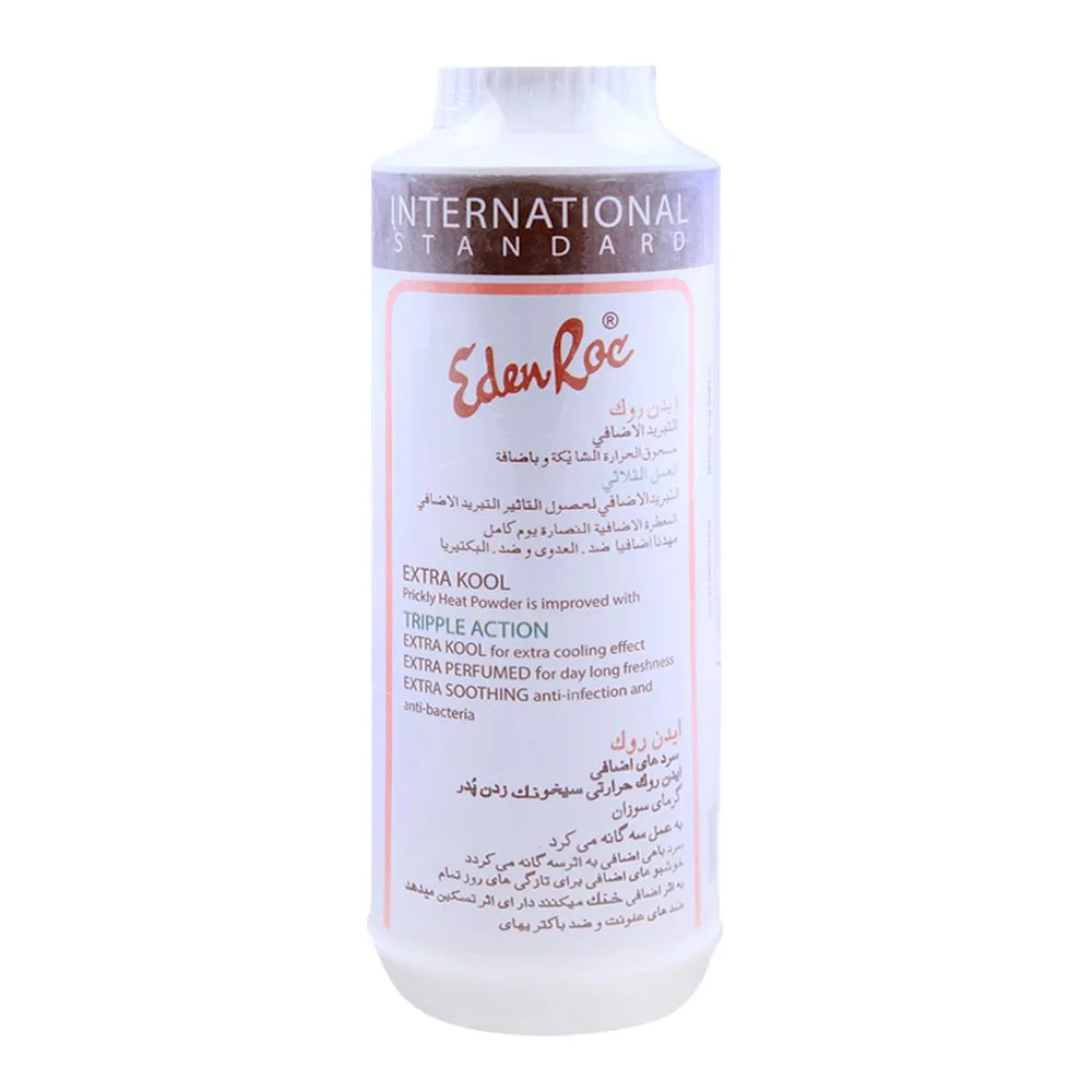 Side view of eden roc prickly heat powder, 225g