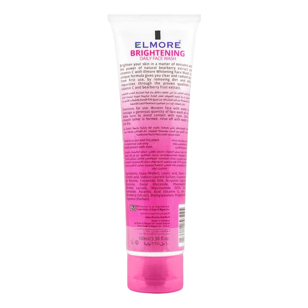 Side view of elmore clarifying bearberry brightening daily face wash, 100ml
