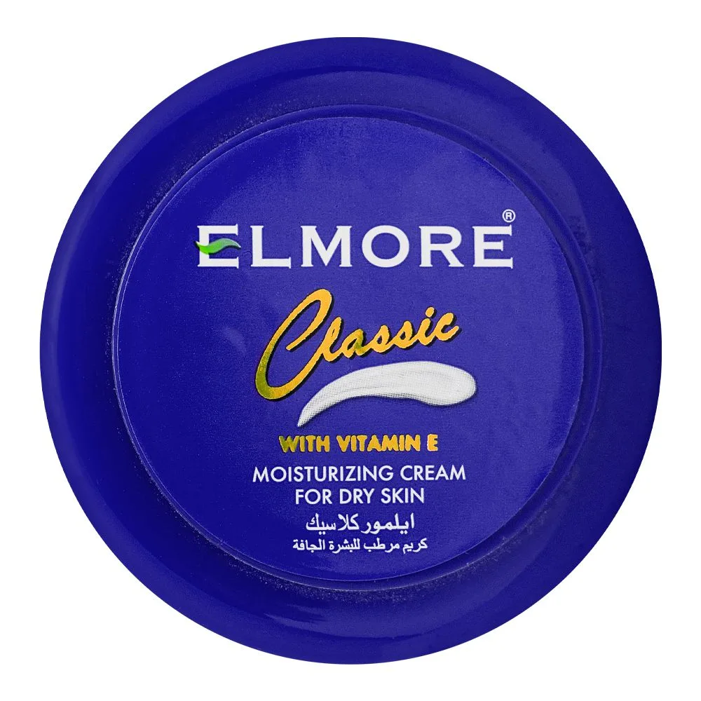 Side view of elmore classic vitamin e moisturizing cream, for dry skin, 100ml