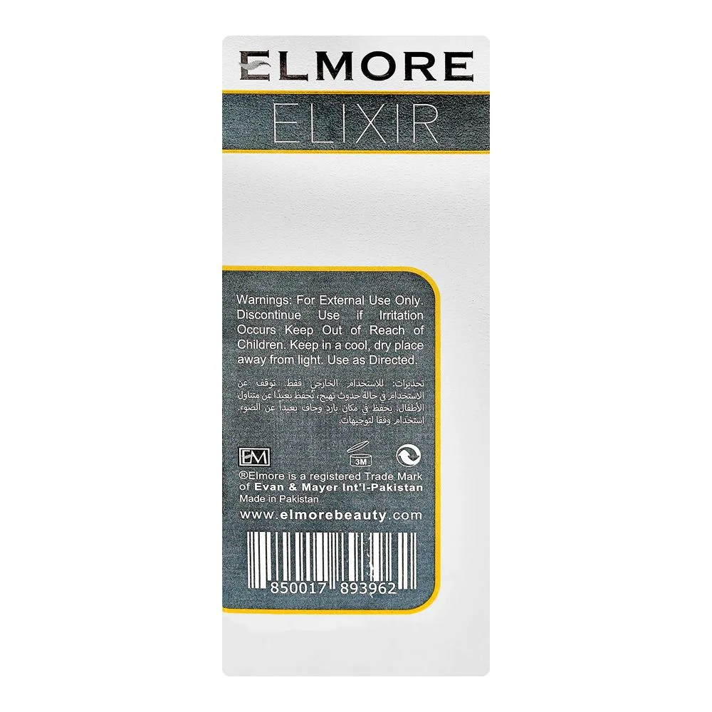 Side view of elmore elixir snail mucin 95% + peptide glow skin repair face serum, for all skin types, 30ml
