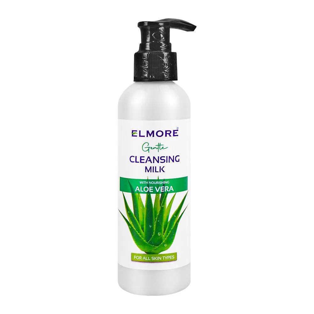 Side view of elmore nourishing aloe vera gentle cleansing milk, all skin types, 150g