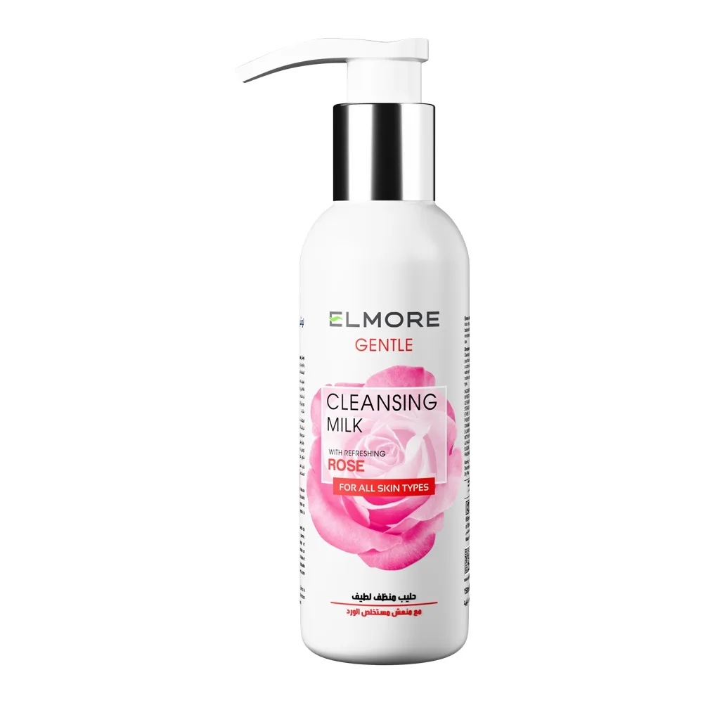 Side view of elmore refreshing rose gentle cleansing milk, for all skin types, 150g