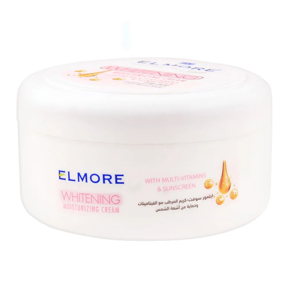 Side view of elmore soft whitening moisturizing cream, 200ml