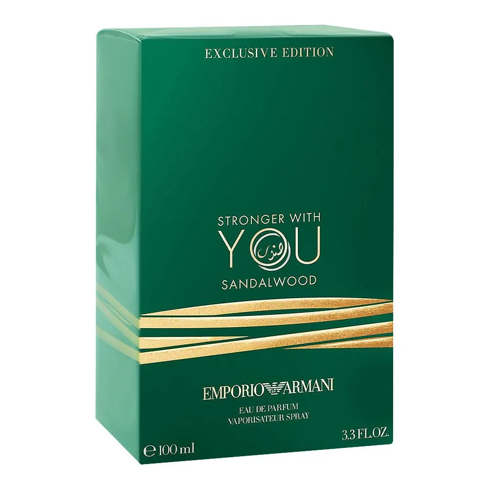 Side view of emporio armani stronger with you sandalwood, eau de parfum, for men & women, 100ml