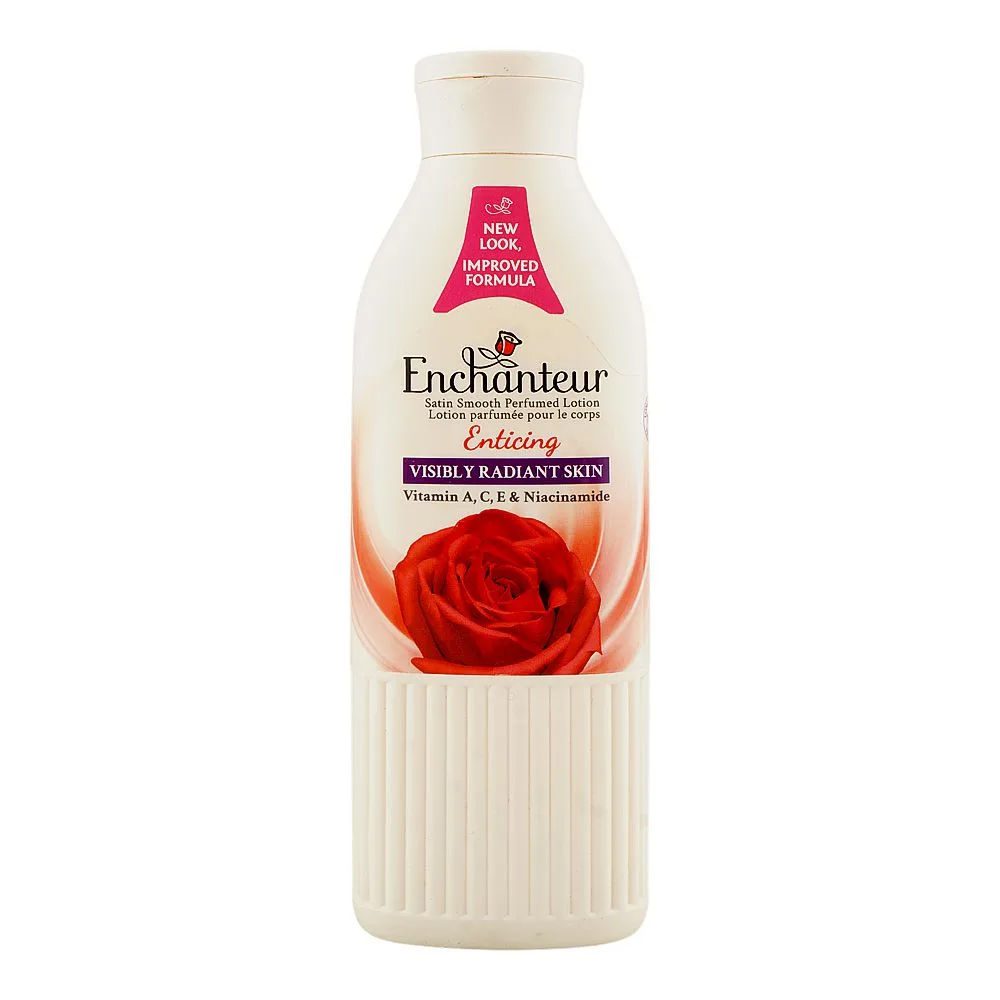 Enchanteur Satin Smooth Enticing Perfumed Body Lotion, Vitamin A & C, Niacinamide, For Radiant Skin, 250ml