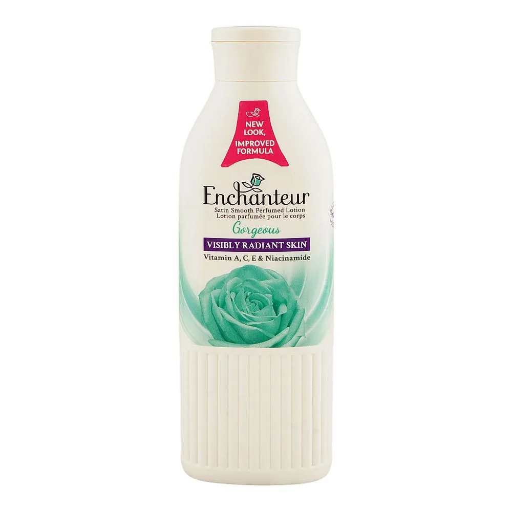 Enchanteur Satin Smooth Gorgeous Perfumed Body Lotion, Vitamin A & C, Niacinamide, For Radiant Skin, 250ml