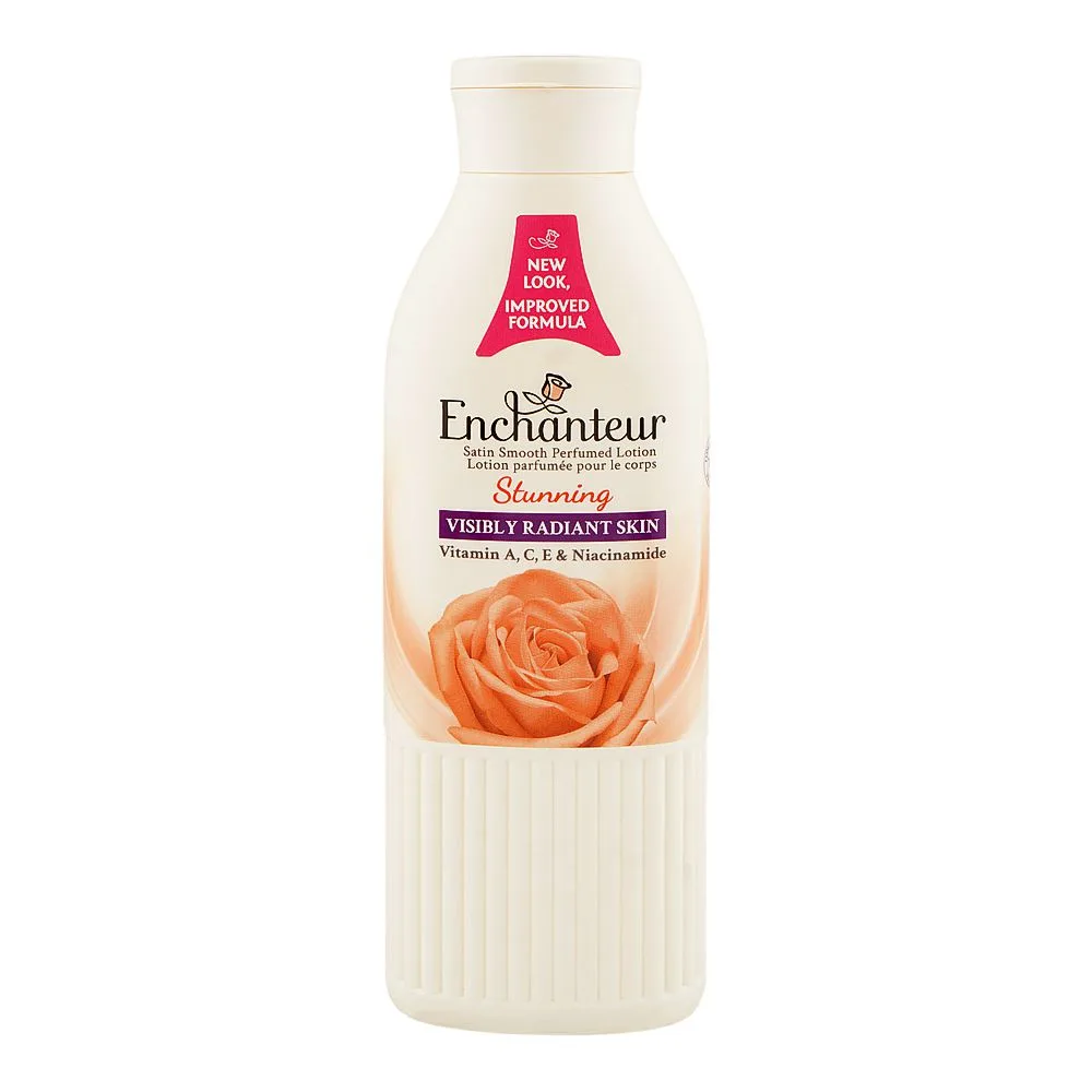 Enchanteur Satin Smooth Stunning Perfumed Body Lotion, Vitamin A & C, Niacinamide, For Radiant Skin, 250ml
