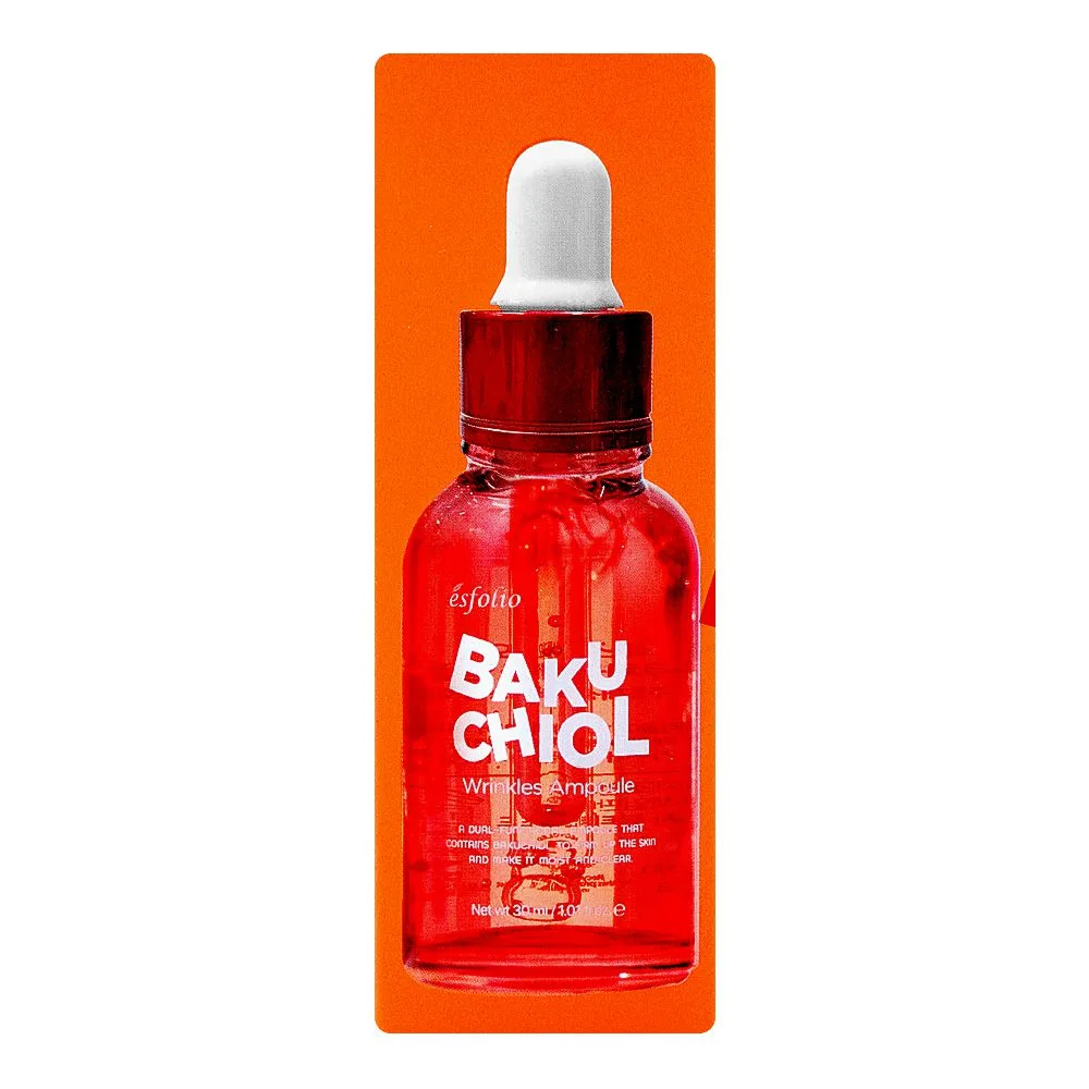 Side view of esfolio bakuchiol wrinkles ampoule, for moist & clear skin, 30ml