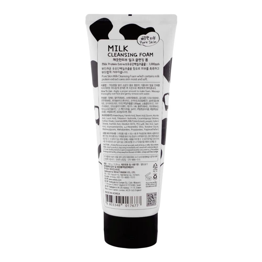 Side view of esfolio milk cleansing foam, for moist & soft skin, 150ml