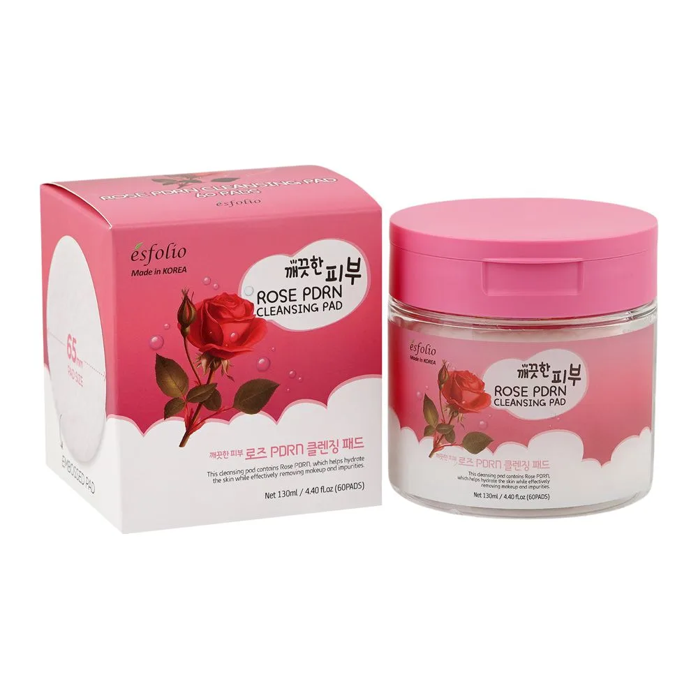Esfolio Rose PDRN Cleansing Pad 60 Pads, Deep Cleansing & Skin Refresh Care, PDRN, Rose Extract, 130ml