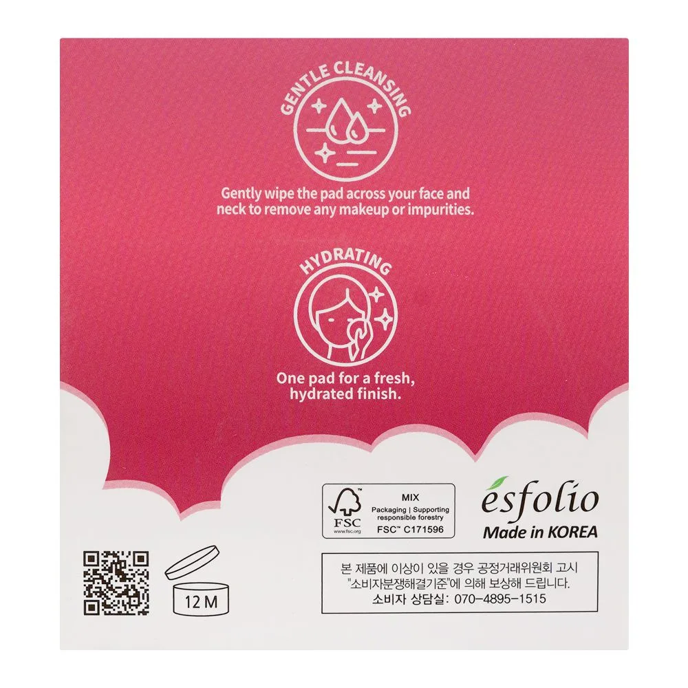 Side view of esfolio rose pdrn cleansing pad 60 pads, deep cleansing & skin refresh care, pdrn, rose extract, 130ml