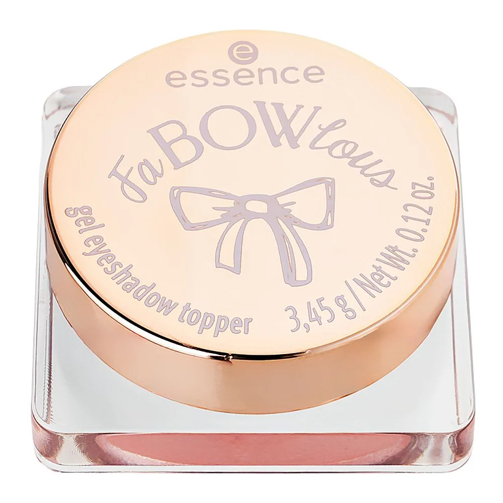 Side view of ence fa bowlous gel eyeshadow topper, 01 bow, so dazzling! 3.45g
