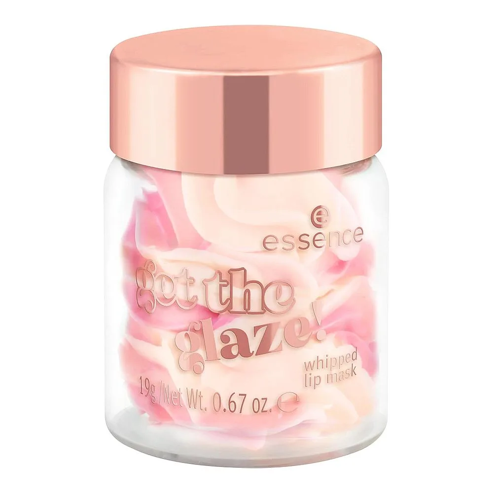 Side view of essence get the glaze! whipped lip mask, shea butter, vegan, 01 whipped with love, 19g