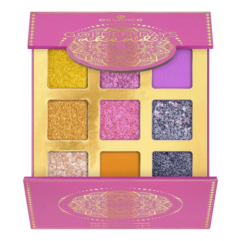 ence Golden Days Ahead Eyeshadow Palette, 9 Colors, Vegan, 5.85g, 01 Livin'For Golden Drama close up view