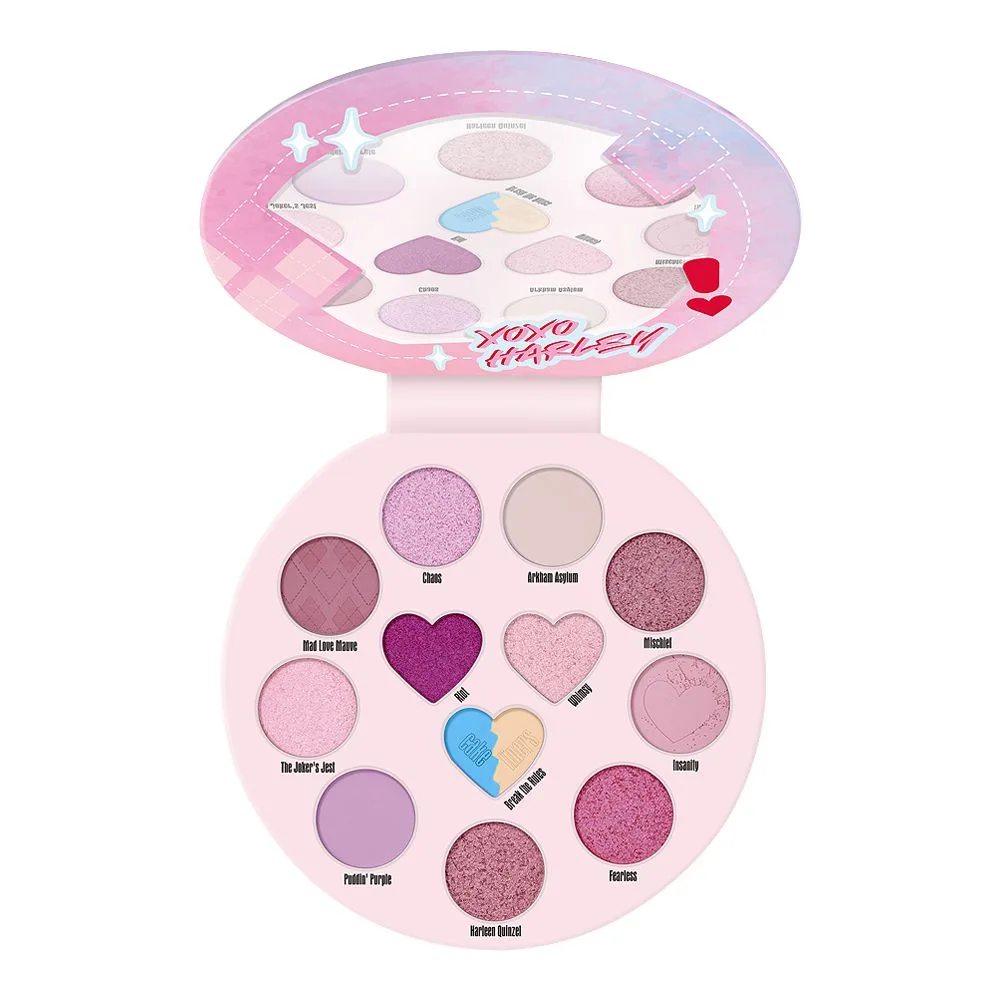 ence Harley Quinn Eyeshadow Palette, 12 Shades, 01 Hey Puddin close up view