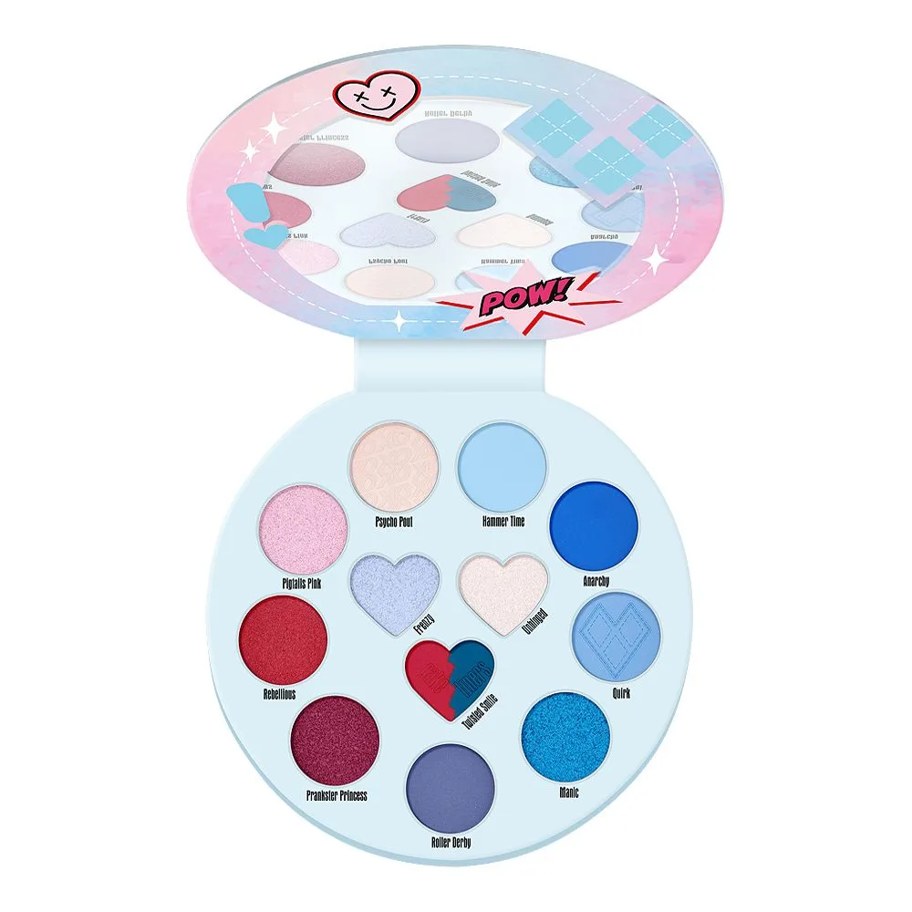 ence Harley Quinn Eyeshadow Palette, 12 Shades, 02 Mad Love close up view