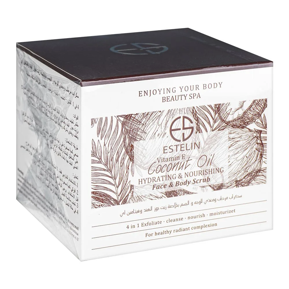 Estelin Vitamin E And Coconut Oil Hydrating & Nourishing Face & Body Scrub, 250g