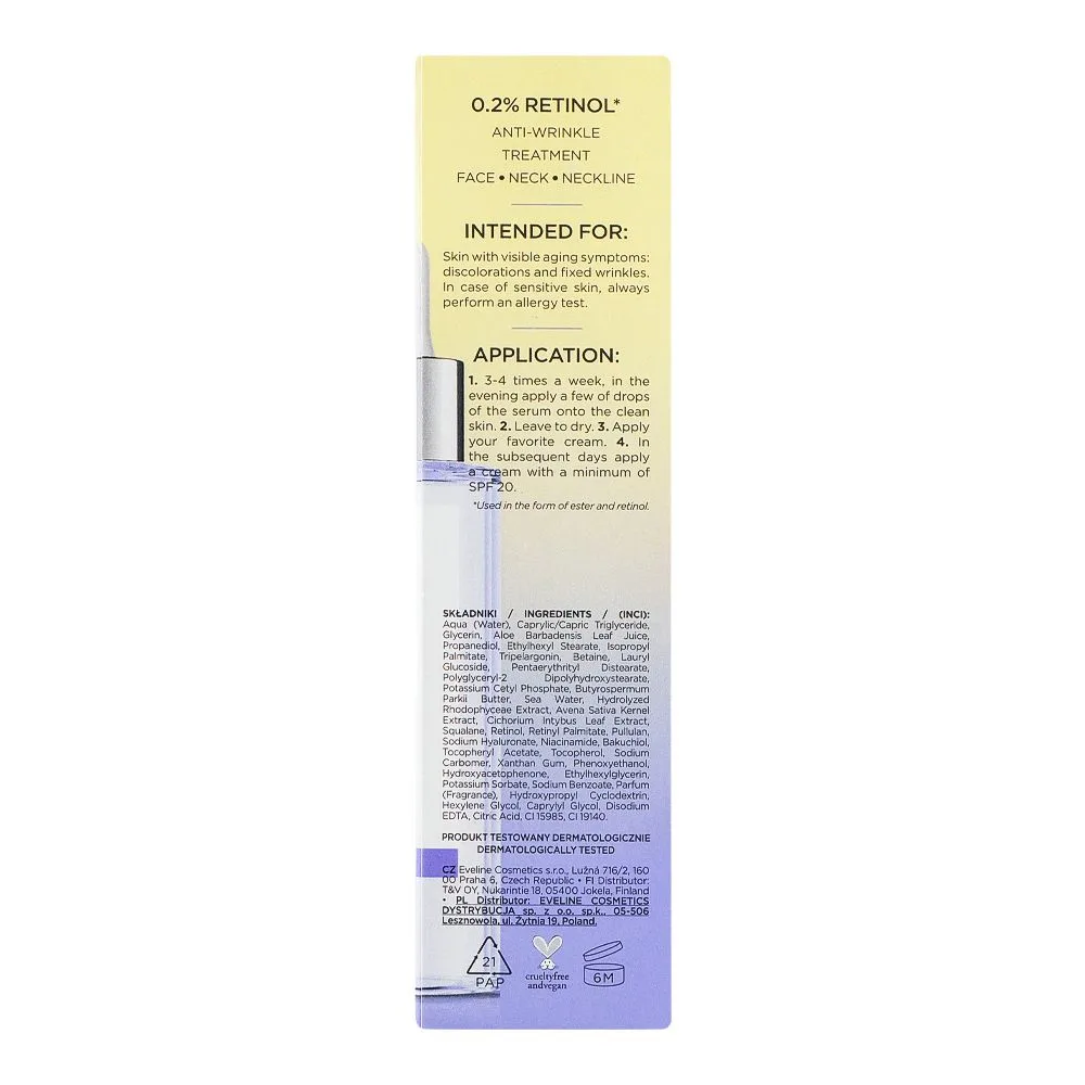 Comfortable casual eveline 0.2% retinol squalene niacinamide serum shot, 30ml