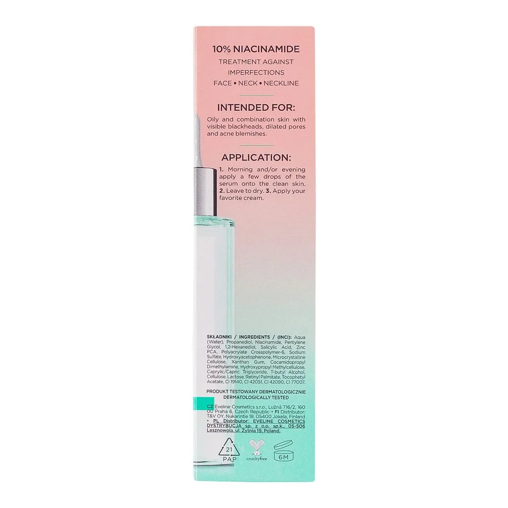 Comfortable casual eveline 10% niacinamide zinc salicylic acid serum shot, 30ml