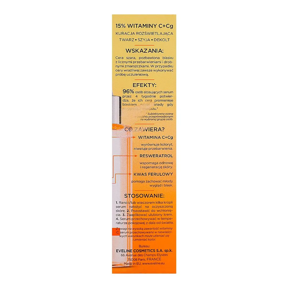 Comfortable casual eveline 15% resveratrol ferulic acid vitamin c + cg serum shot, 30ml