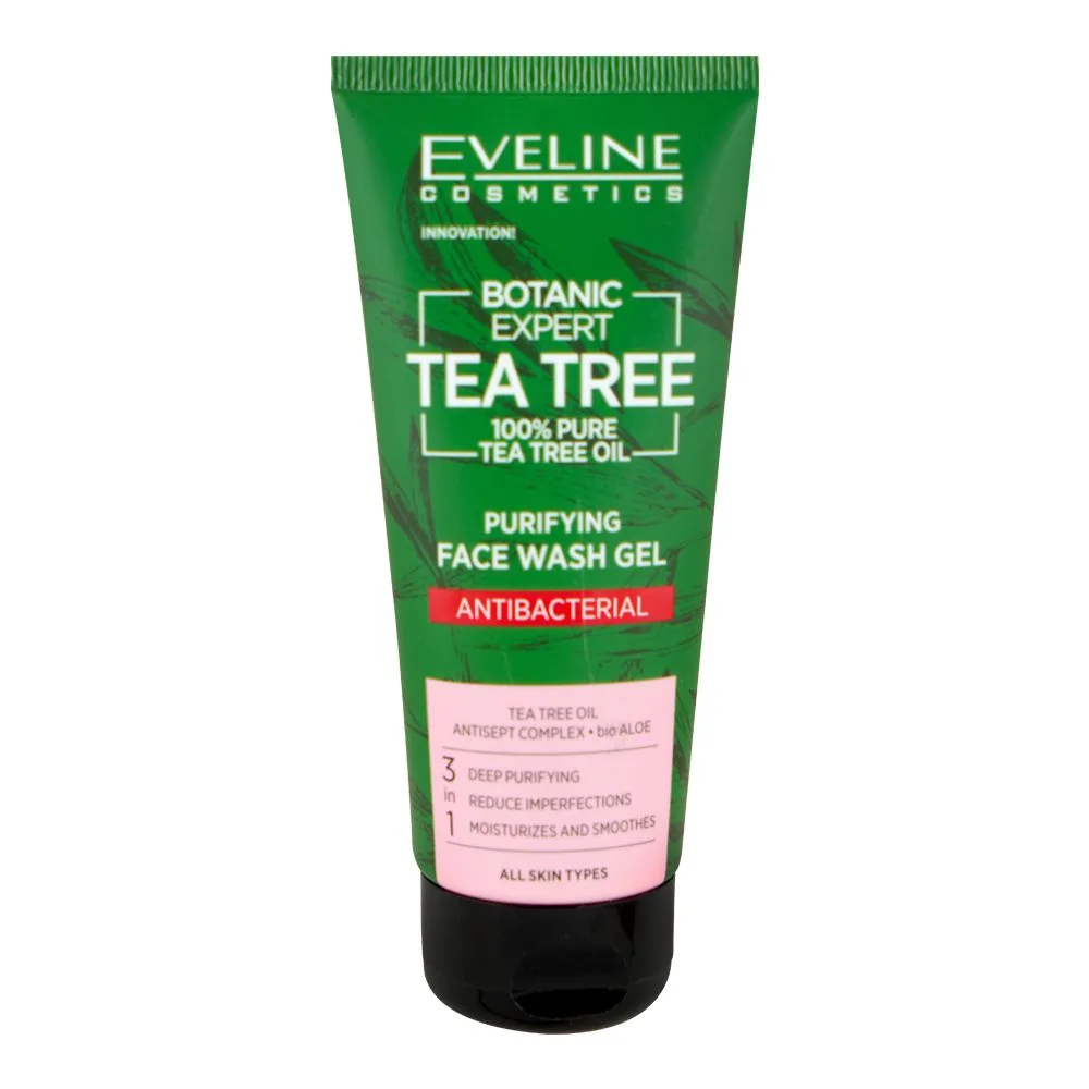 Eveline Botanic Expert 100% Tea Tree Oil Purifying Antibacterial Face Wash Gel, 100ml