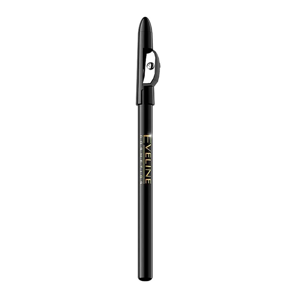 Side view of eveline eyeliner pencil, small, with sharpener, brown