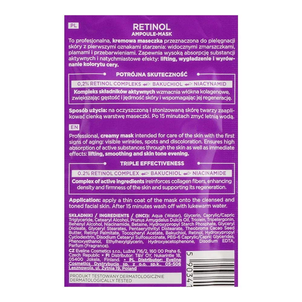 Comfortable casual eveline face therapy professional retinol ampoule mask, 8ml