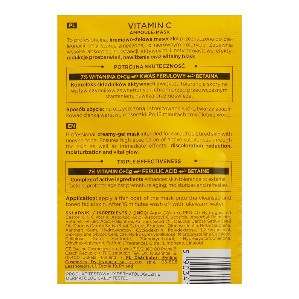 Comfortable casual eveline face therapy professional vitamin c ampoule mask, 8ml
