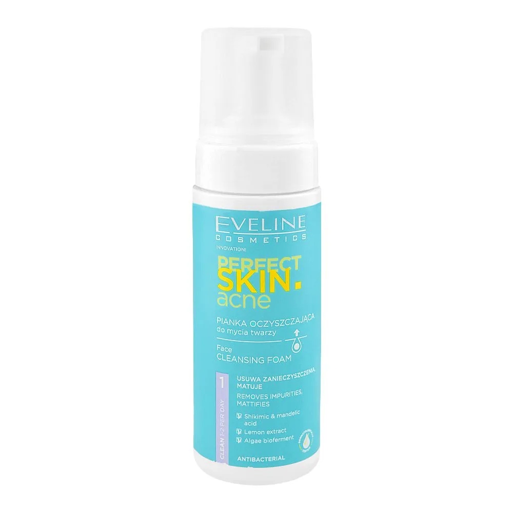 Eveline Perfect Skin Acne Antibacterial Face Cleansing Foam, 150ml