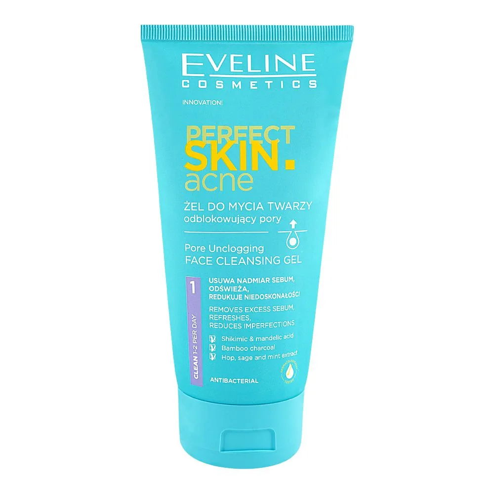 Eveline Perfect Skin Acne Pore Unclogging Face Cleansing Antibacterial Gel, 150ml