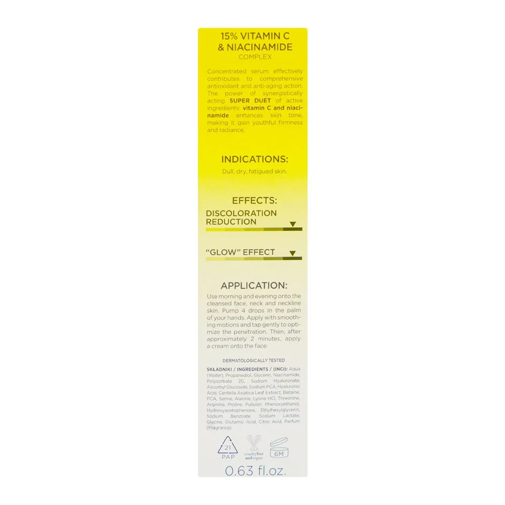 Comfortable casual eveline super duet 15% vitamin c & niacinamide complex serum against discoloration, 18ml