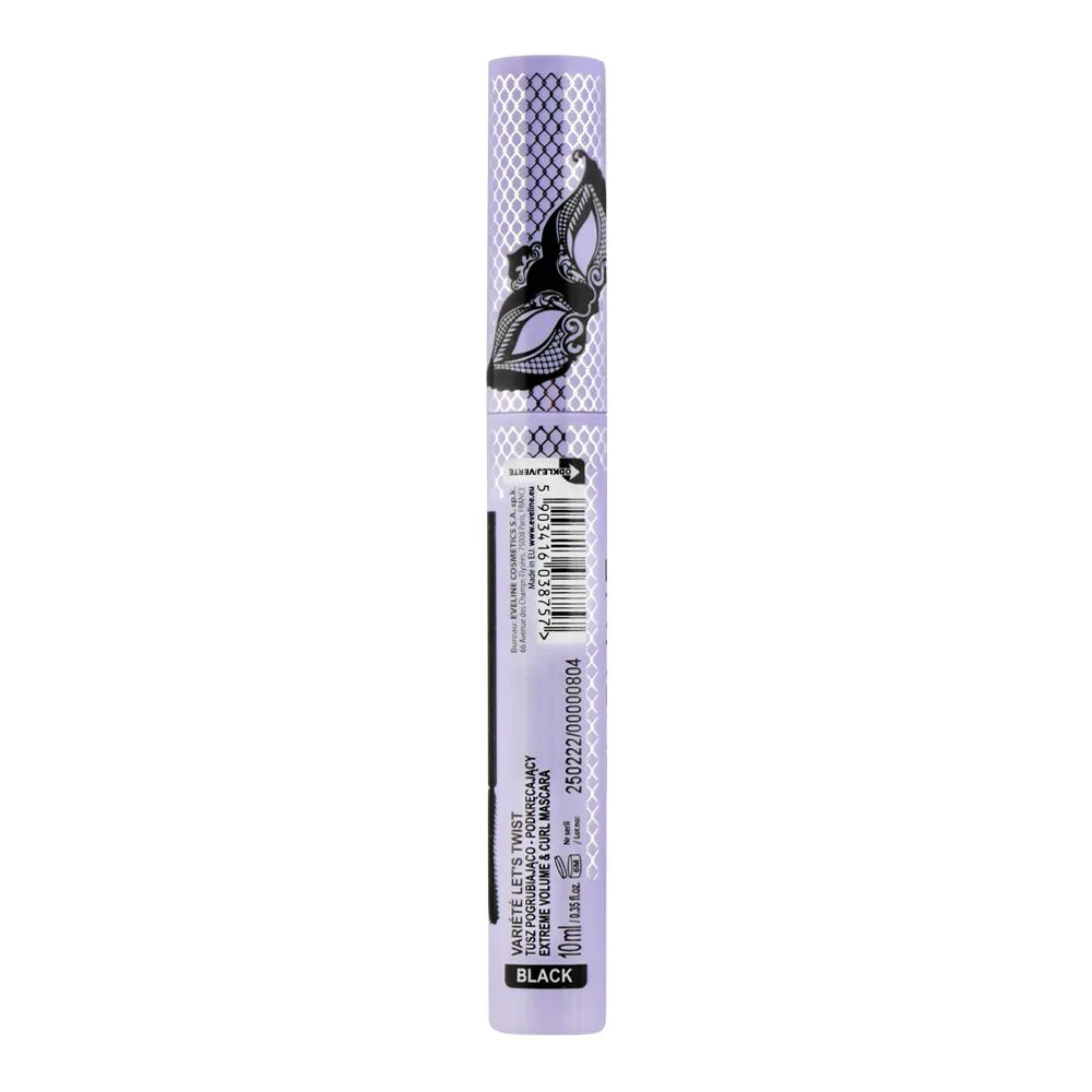 Side view of eveline variete let's twist lashes show extreme volume & curl mascara, black