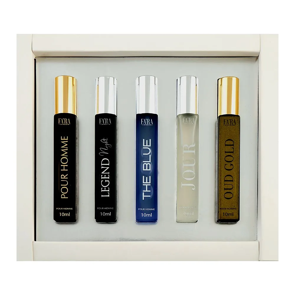 Fa'ra Men Discovery Eau De Parfum Set, For Women, Jour + Legend Night + The Blue + Oud Gold + Pour Homme 5 X 10ml